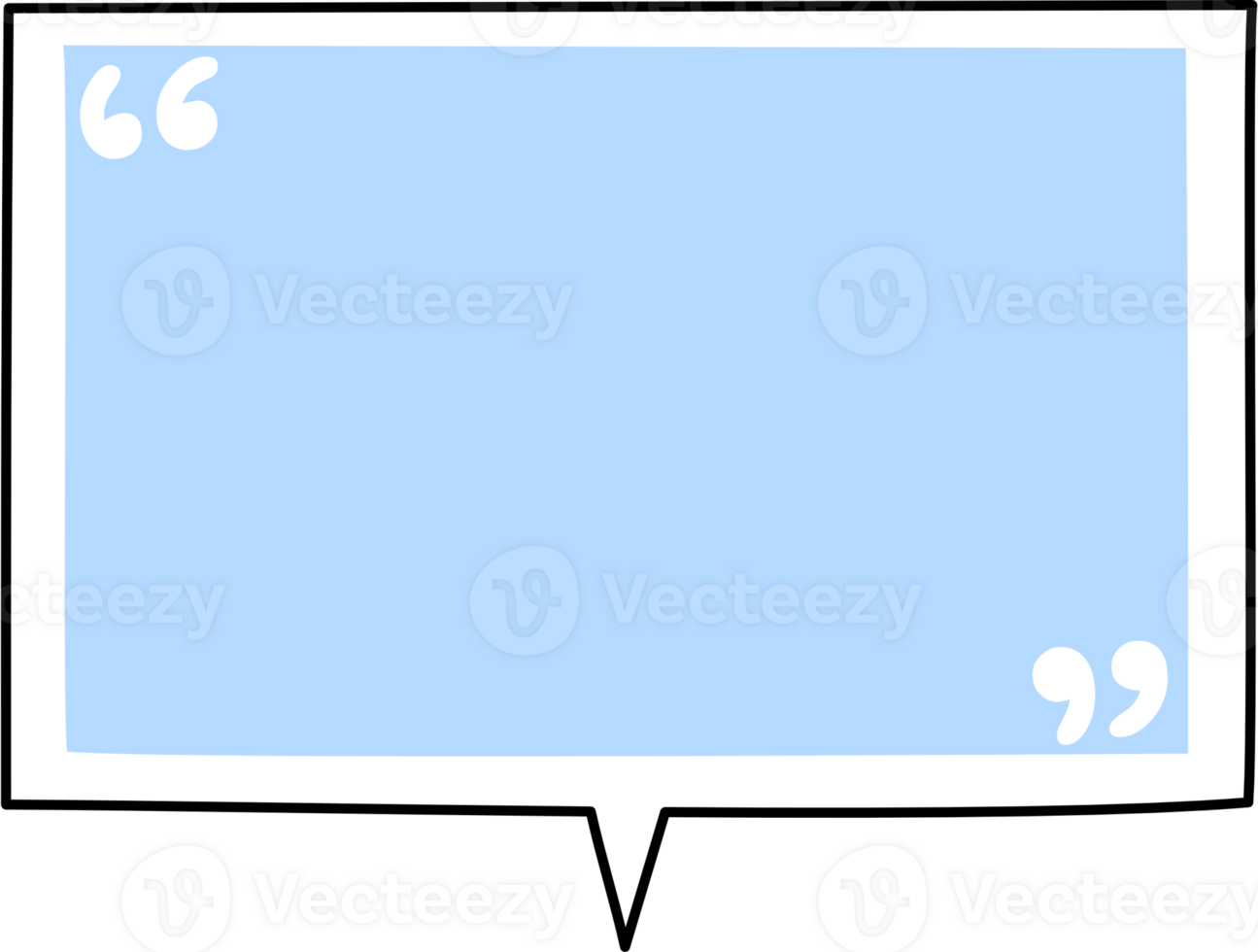 Blue speech bubble balloon with quotation marks, icon sticker memo keyword planner text box banner, flat png transparent element design