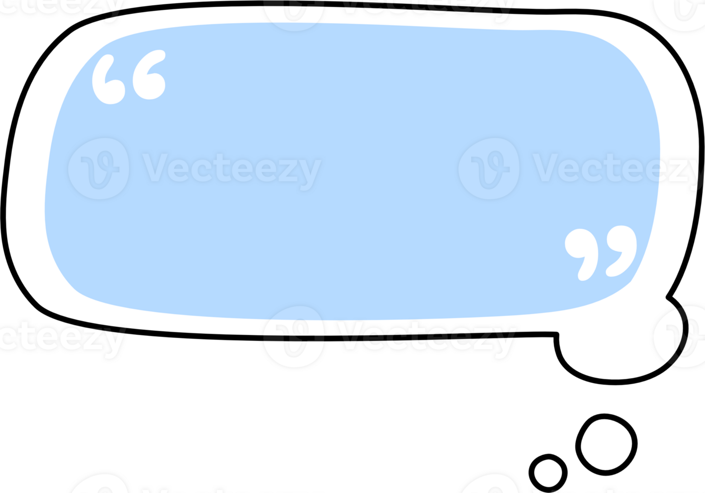 Blue speech bubble balloon with quotation marks, icon sticker memo keyword planner text box banner, flat png transparent element design