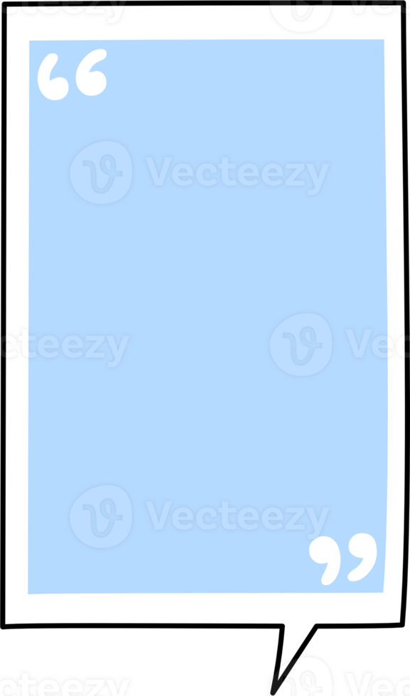 Blue speech bubble balloon with quotation marks, icon sticker memo keyword planner text box banner, flat png transparent element design