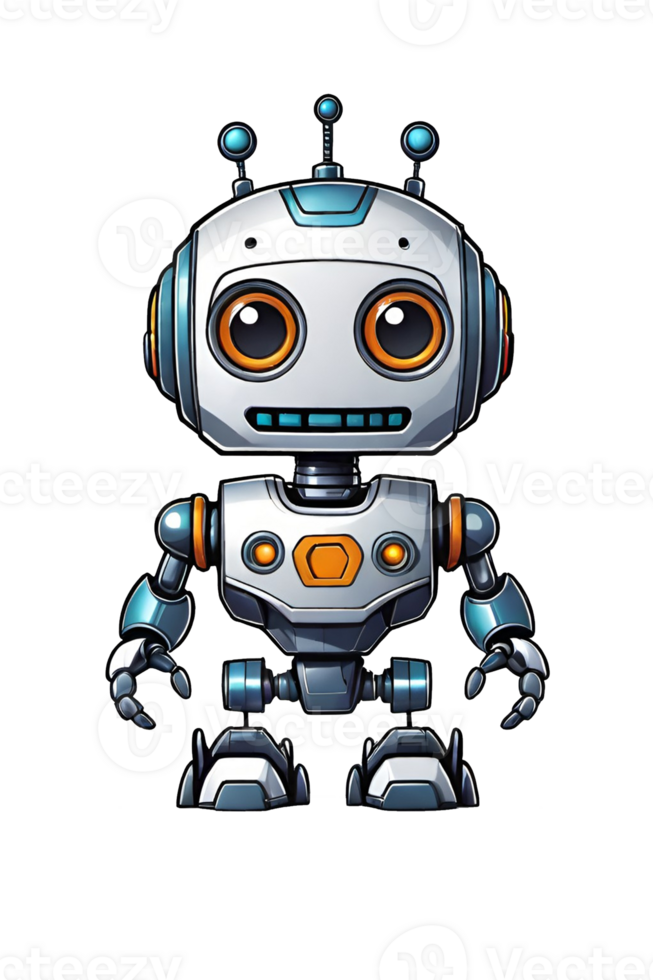 AI generated Cartoon robot on transparent background illustration png