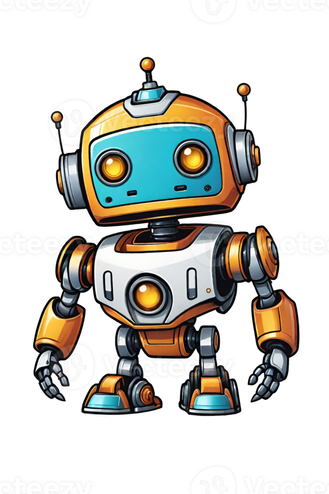 AI generated Cartoon robot on transparent background illustration png
