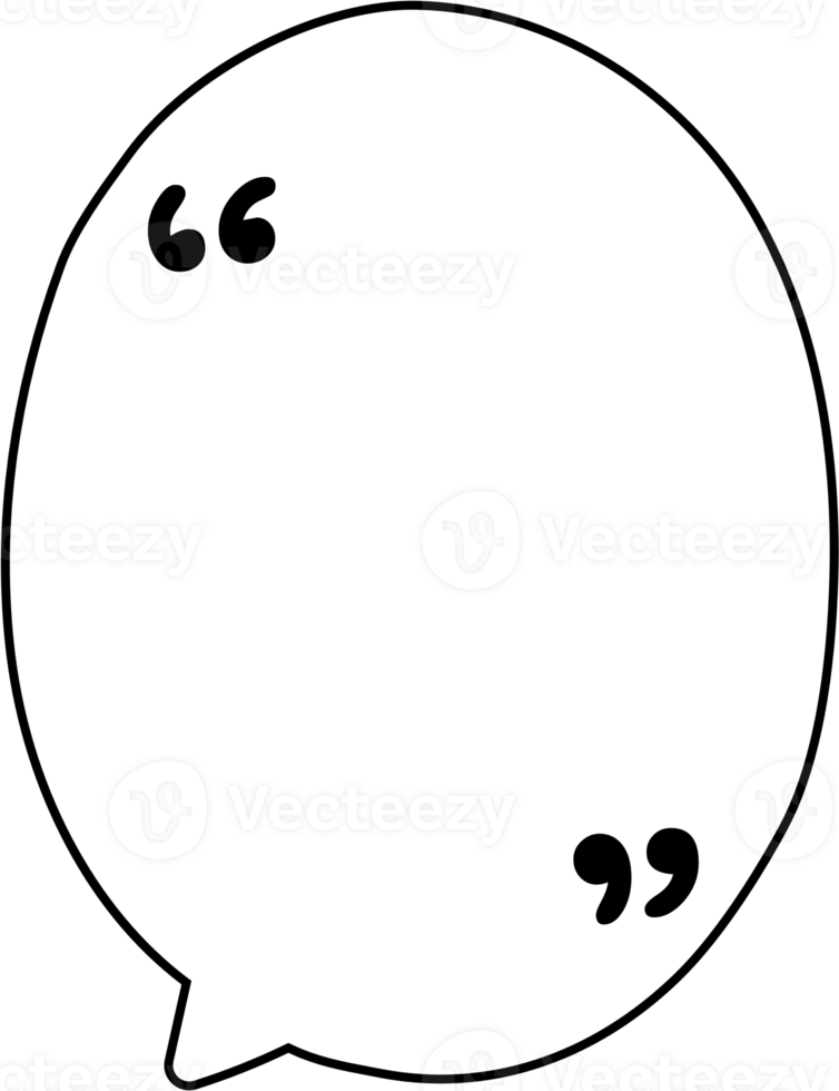 Black and white speech bubble balloon with quotation marks, icon sticker memo keyword planner text box banner, flat png transparent element design