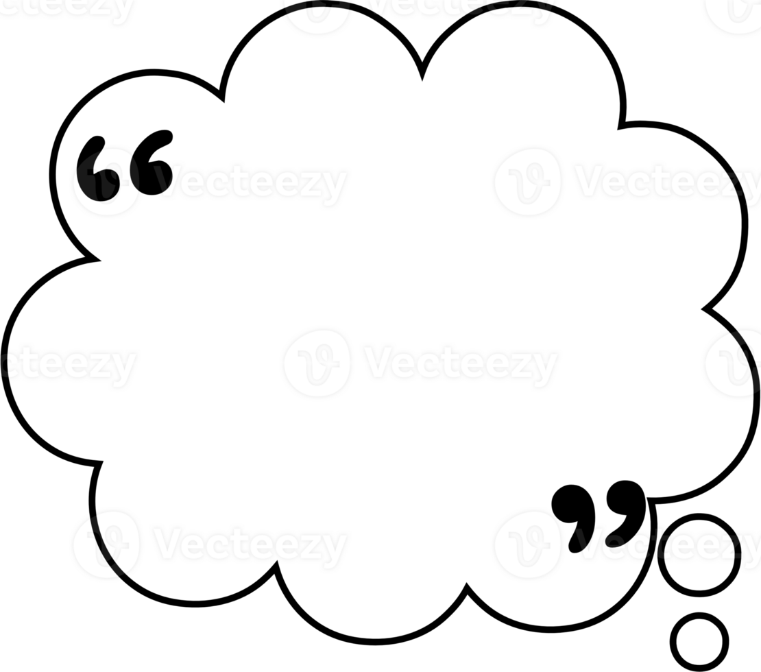 Black and white speech bubble balloon with quotation marks, icon sticker memo keyword planner text box banner, flat png transparent element design