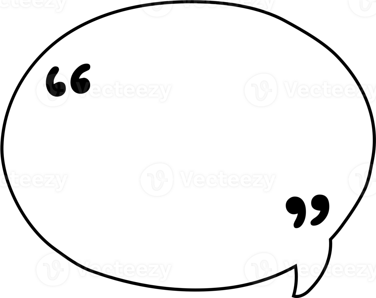 Black and white speech bubble balloon with quotation marks, icon sticker memo keyword planner text box banner, flat png transparent element design