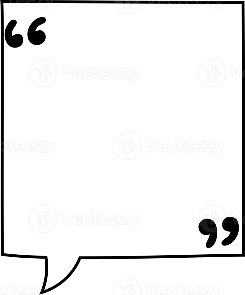Black and white speech bubble balloon with quotation marks, icon sticker memo keyword planner text box banner, flat png transparent element design