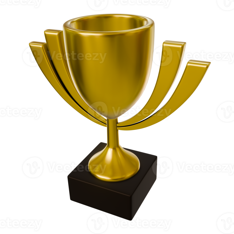 Realistic 3D golden trophy png