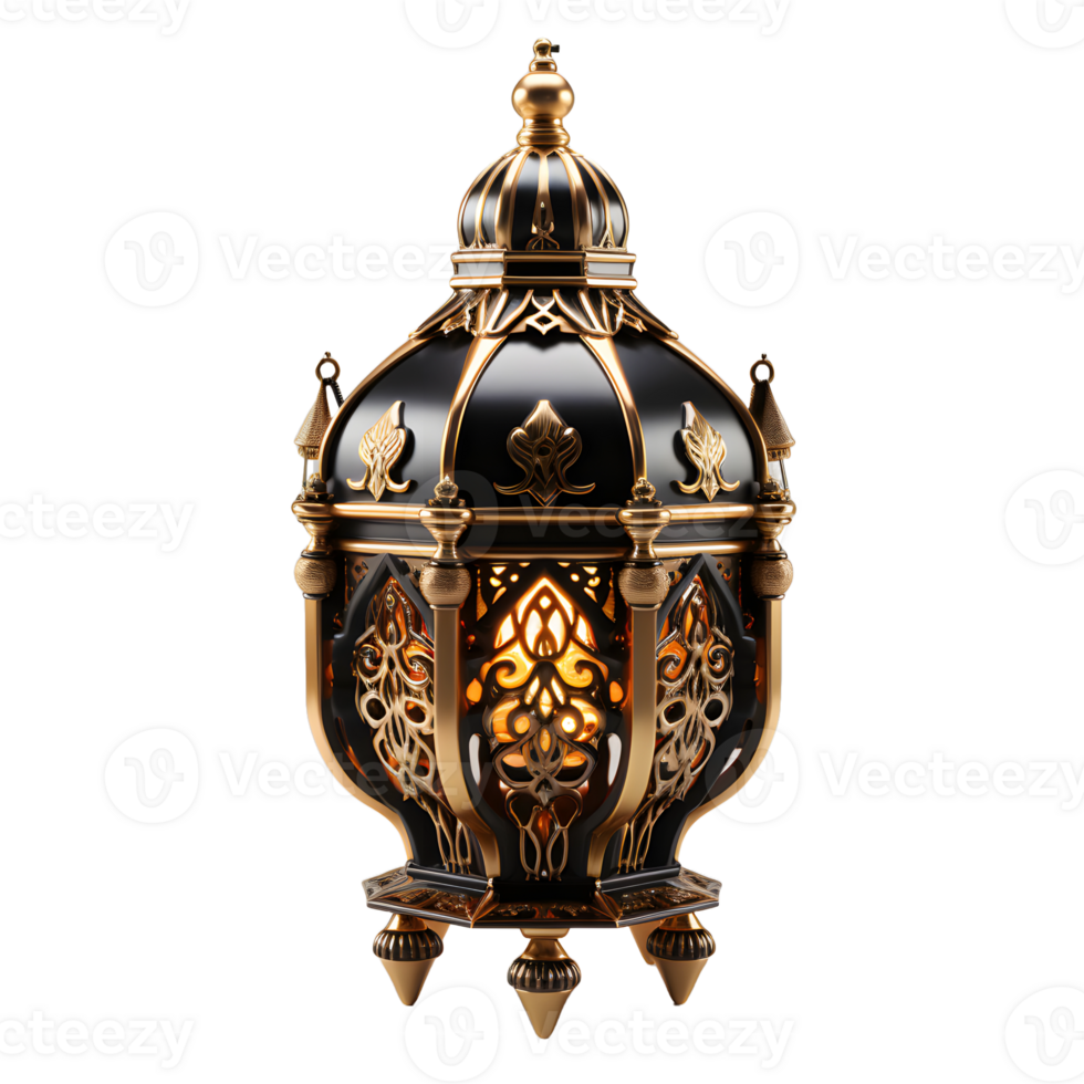 AI generated Luxury Arabic Lantern with Glowing Light Isolated on Transparent Background. Muslim Holy Month Ramadan Kareem. Generative Ai png