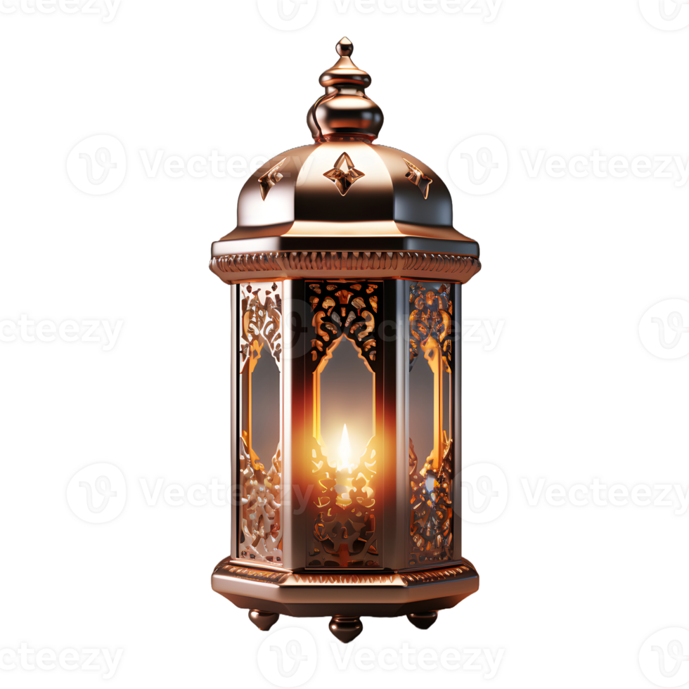 AI generated Luxury Arabic Lantern with Glowing Light Isolated on Transparent Background. Muslim Holy Month Ramadan Kareem. Generative Ai png