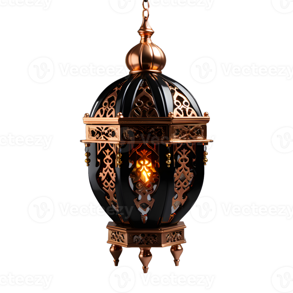 AI generated Luxury Arabic Lantern with Glowing Light Isolated on Transparent Background. Muslim Holy Month Ramadan Kareem. Generative Ai png