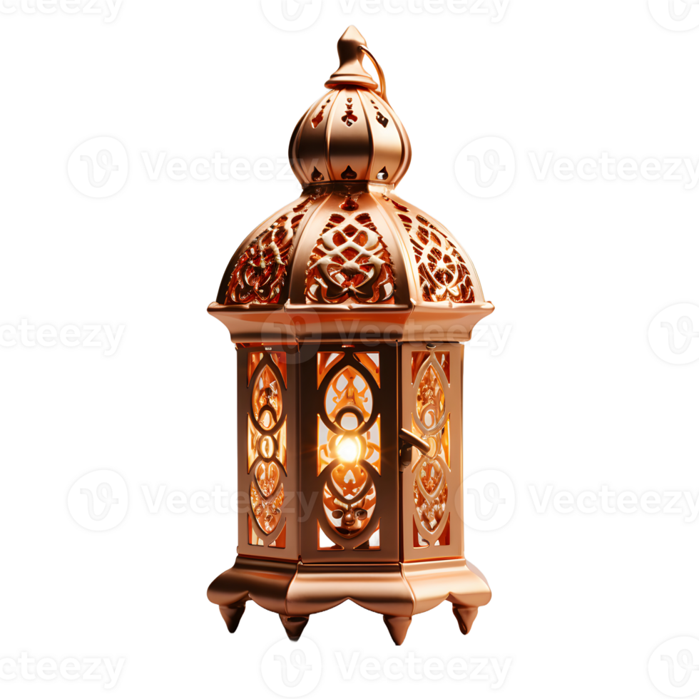 AI generated Luxury Arabic Lantern with Glowing Light Isolated on Transparent Background. Muslim Holy Month Ramadan Kareem. Generative Ai png