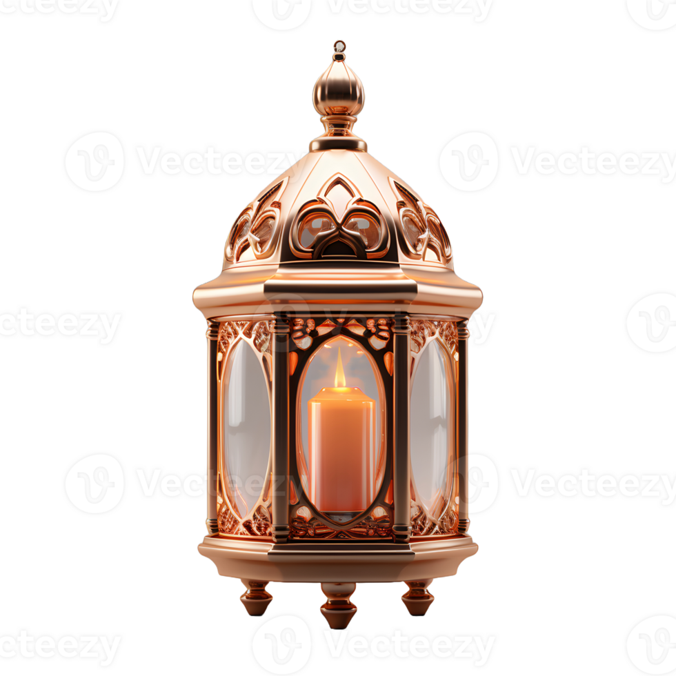 AI generated Luxury Arabic Lantern with Glowing Light Isolated on Transparent Background. Muslim Holy Month Ramadan Kareem. Generative Ai png