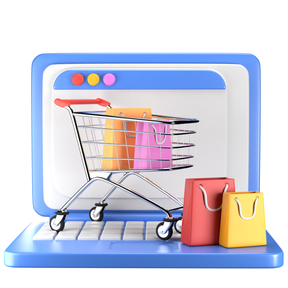 3D Laptop Basket Cart png