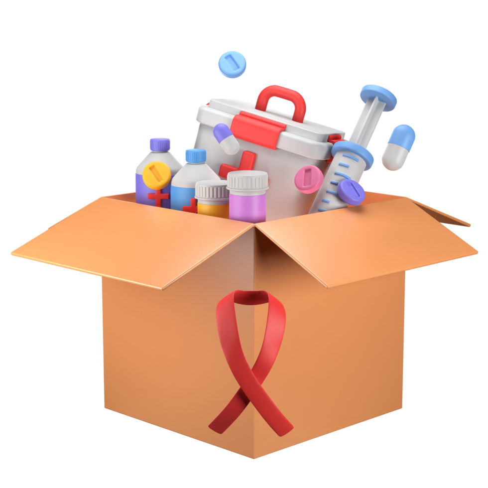 Medicine Supplies Donation 3D Box png