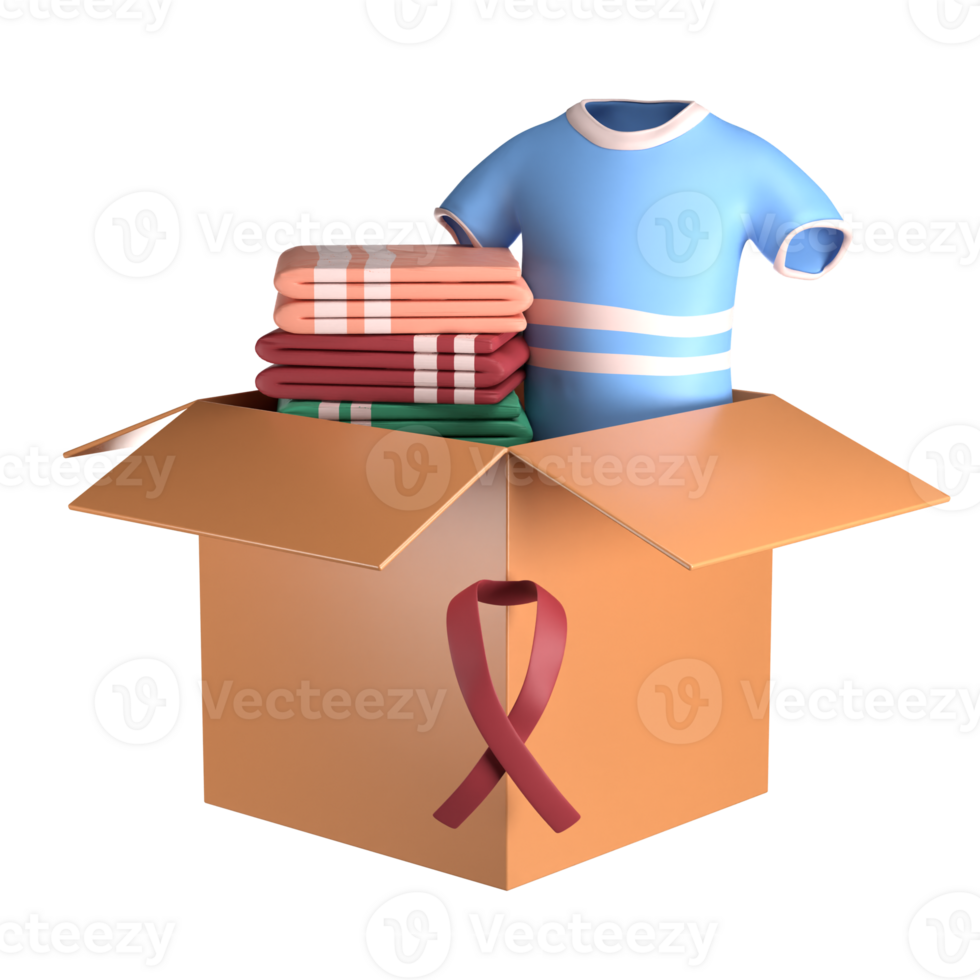 3D Box Donation Cloth and Blankets png