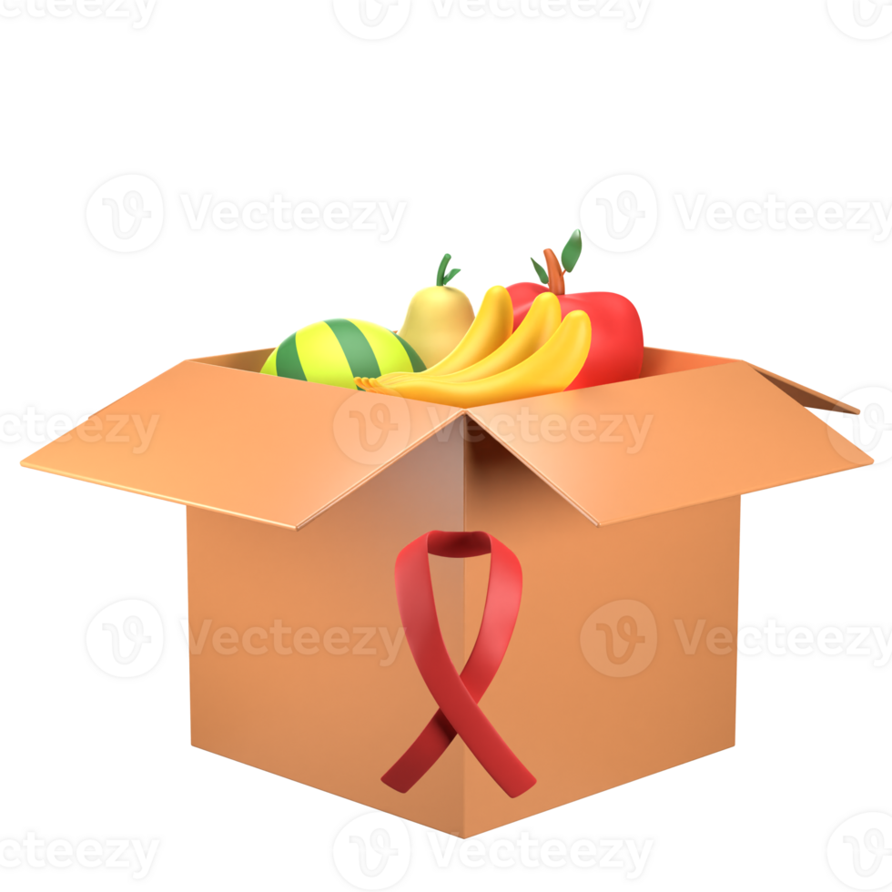 3D Fruits Donation Box png