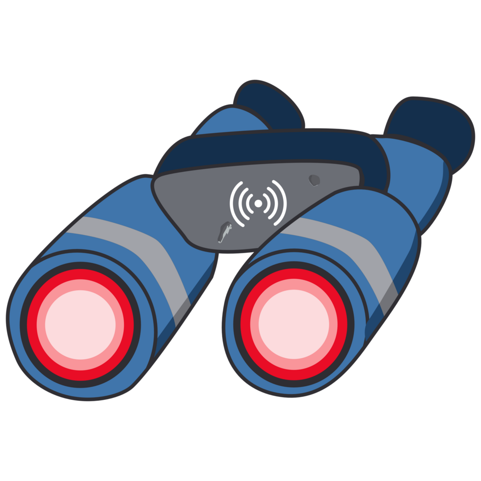 Hand Drawn Binoculars blue color,cartoon. png