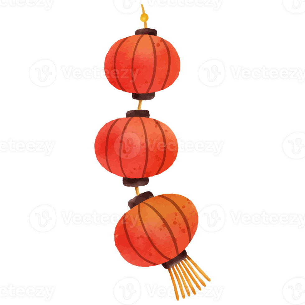 watercolor Chinese lanterns. png