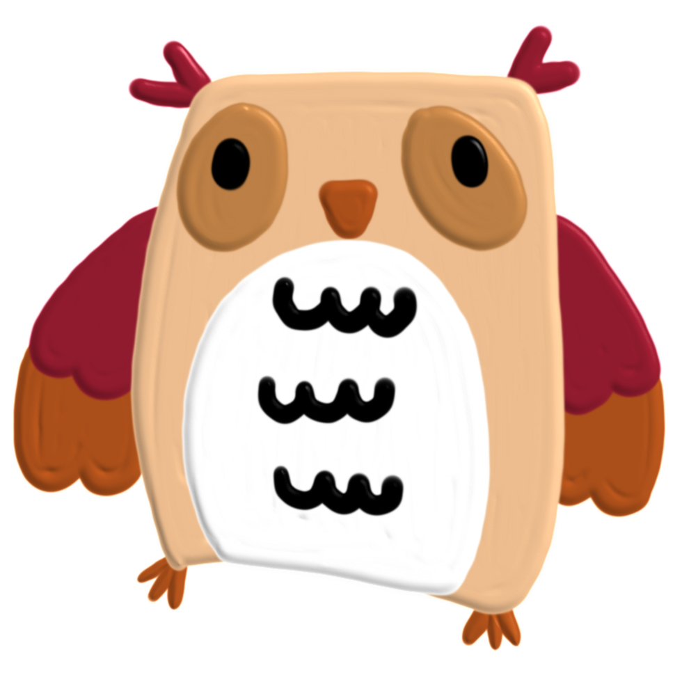 cute owl with acrylic paint png
