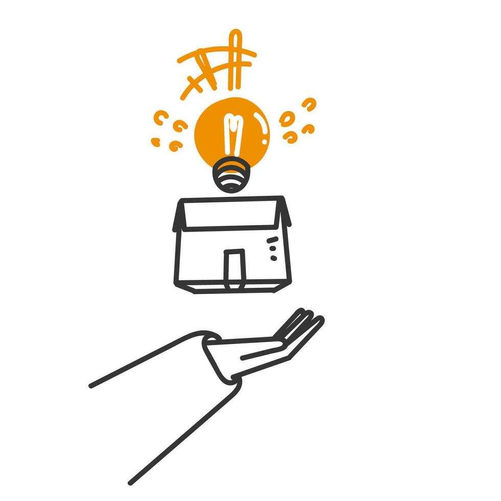 hand drawn doodle the light bulb comes out of the box vector