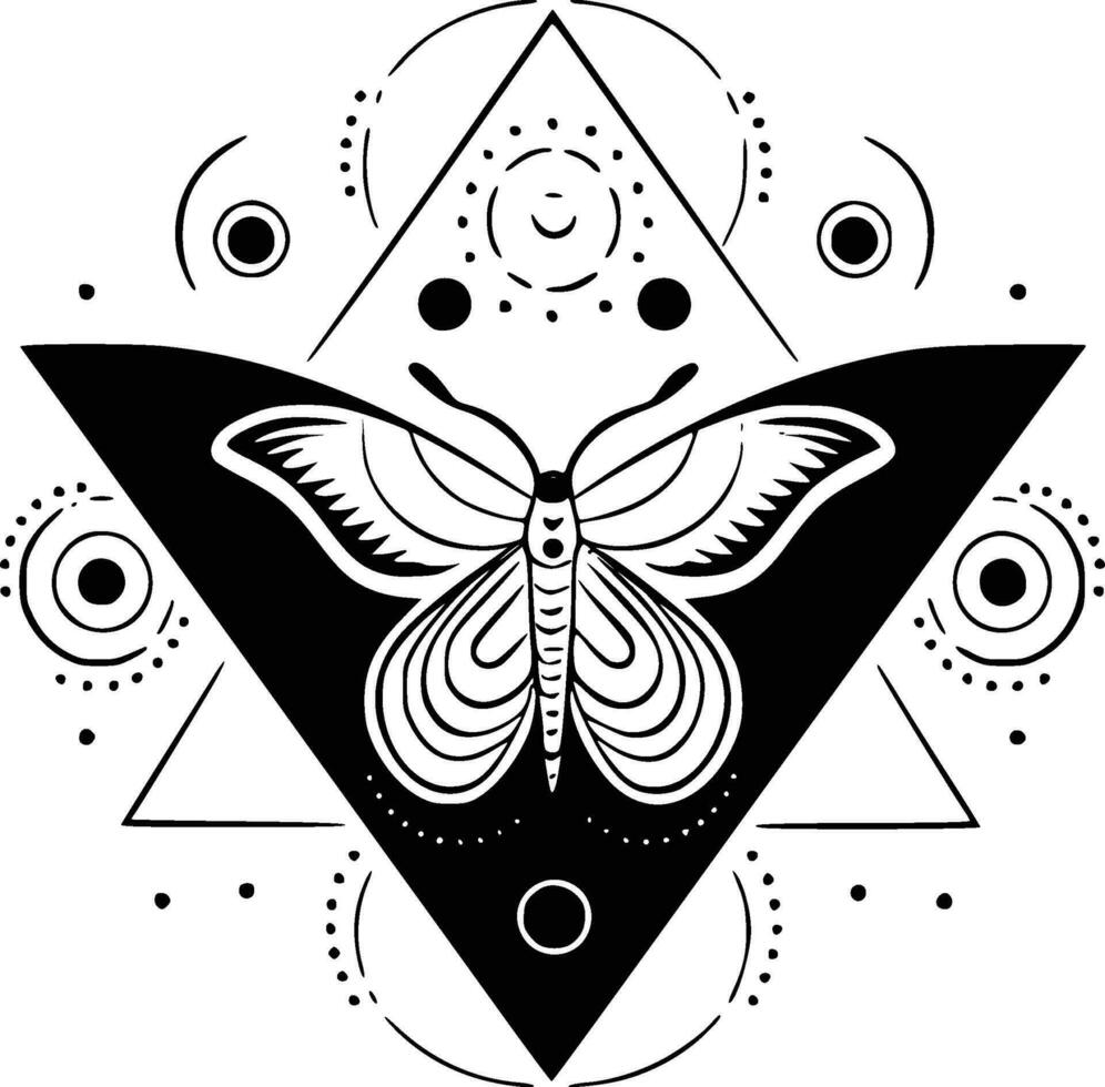 Fly Abstract Butterfly Triangle Geometric Tattoo Sky Crescent Astrology vector