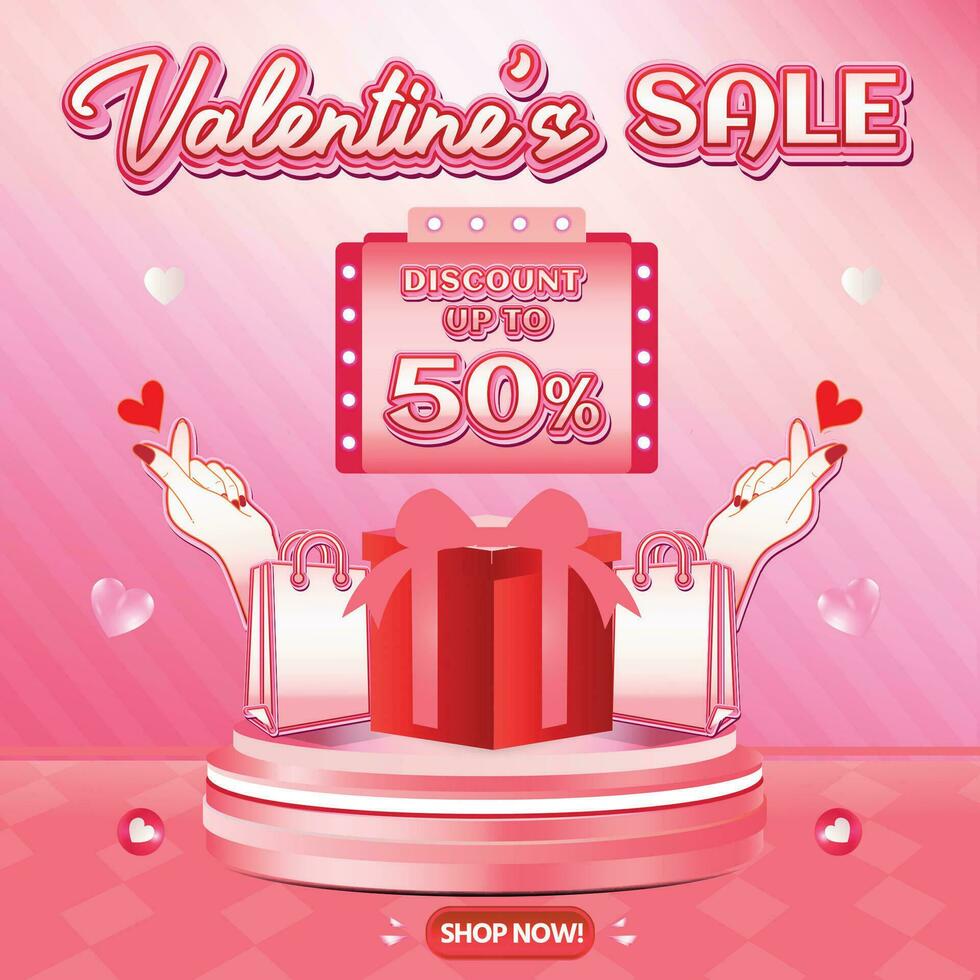 Valentine February Big sale banner discount promotion background social media 9 vector