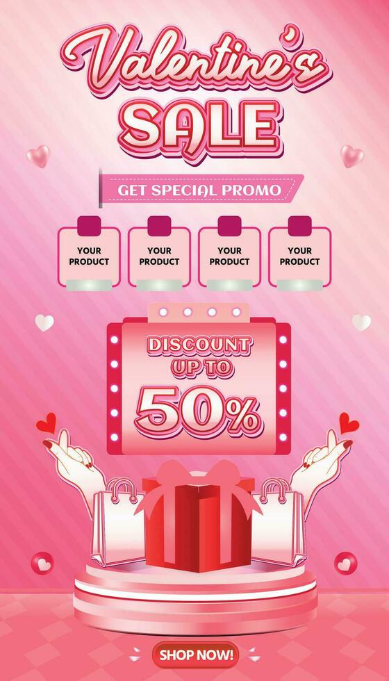 Valentine February Big sale banner discount promotion background payday social media 8 vector