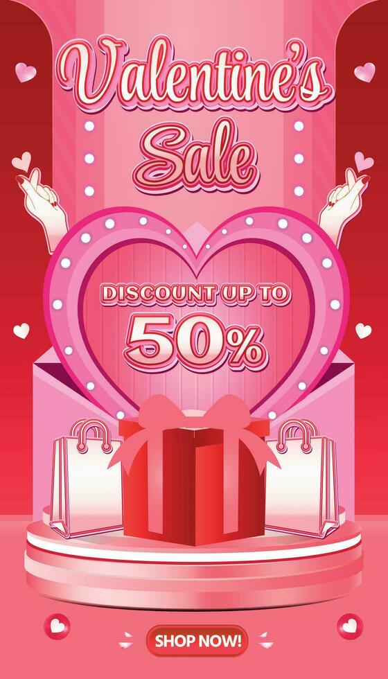 Valentine February Big sale banner discount promotion special offer background social media 2 vector