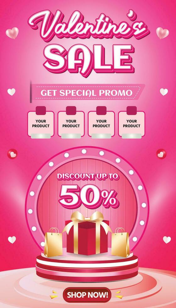 Valentine February sale banner discount promotion background social media 2 vector