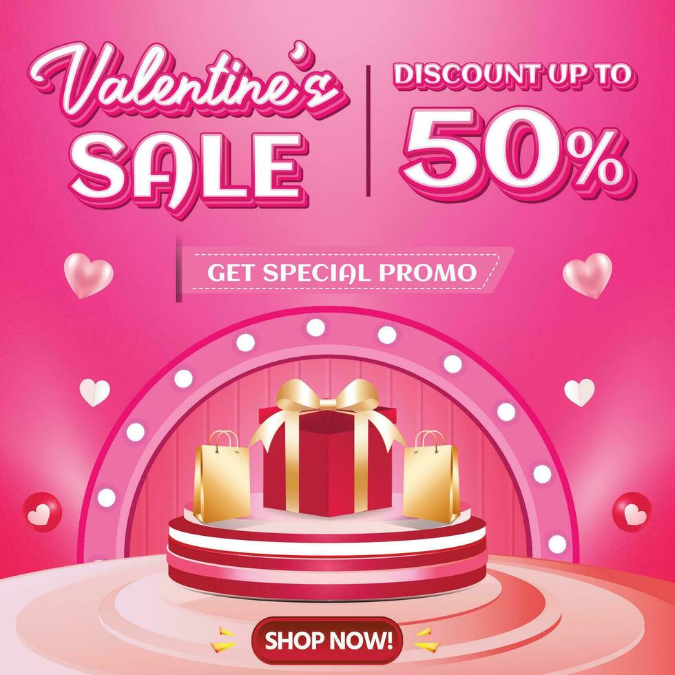 Valentine February sale banner discount promotion background social media 5 vector