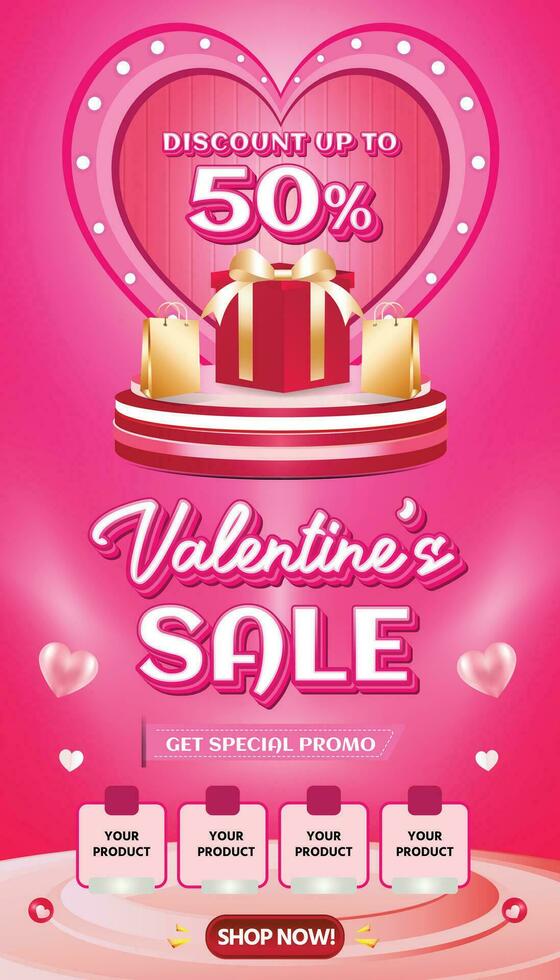 Valentine February sale banner discount promotion background social media 8 vector