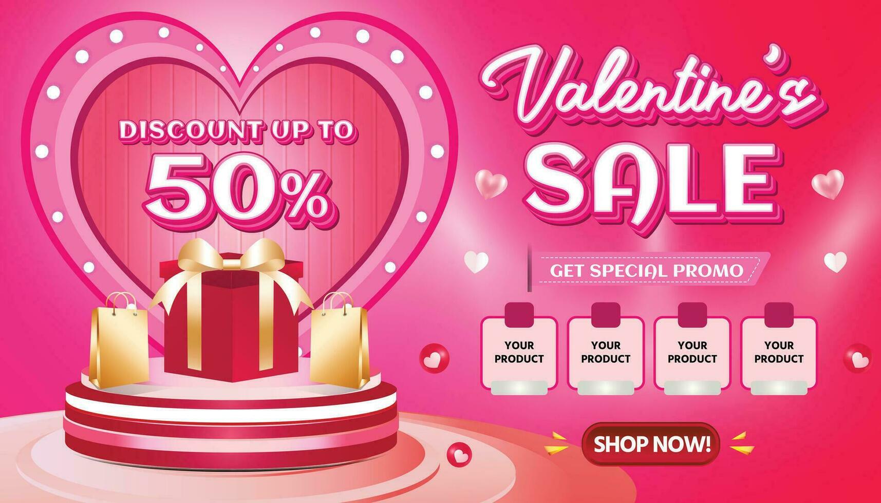 Valentine February sale banner discount promotion background social media 6 vector