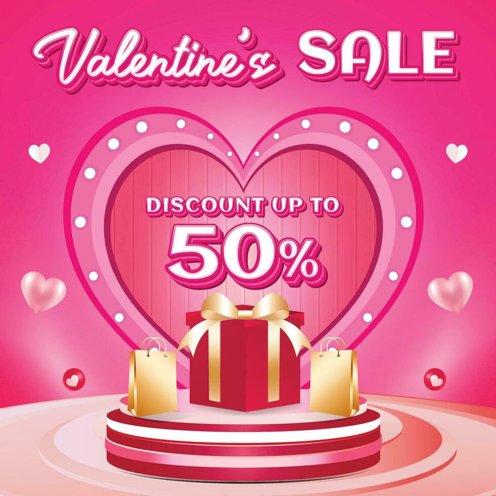 Valentine February sale banner discount promotion background social media 11 vector