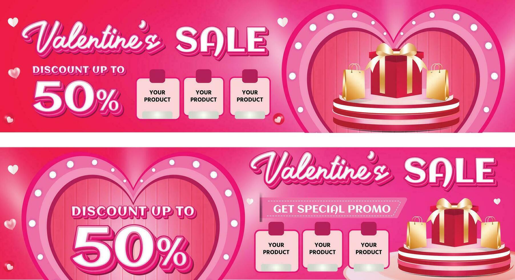 Valentine February sale banner discount promotion background social media 10 vector