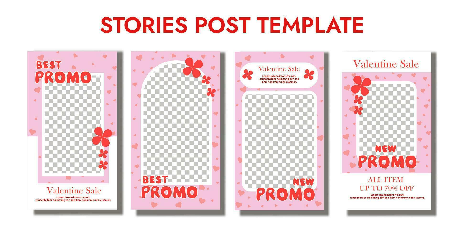 Valentine day greetings card layout, pink background with handrawn text font, Valentine template greetings frame, editable Social media stories templates for digital marketing and sales promotion, vector