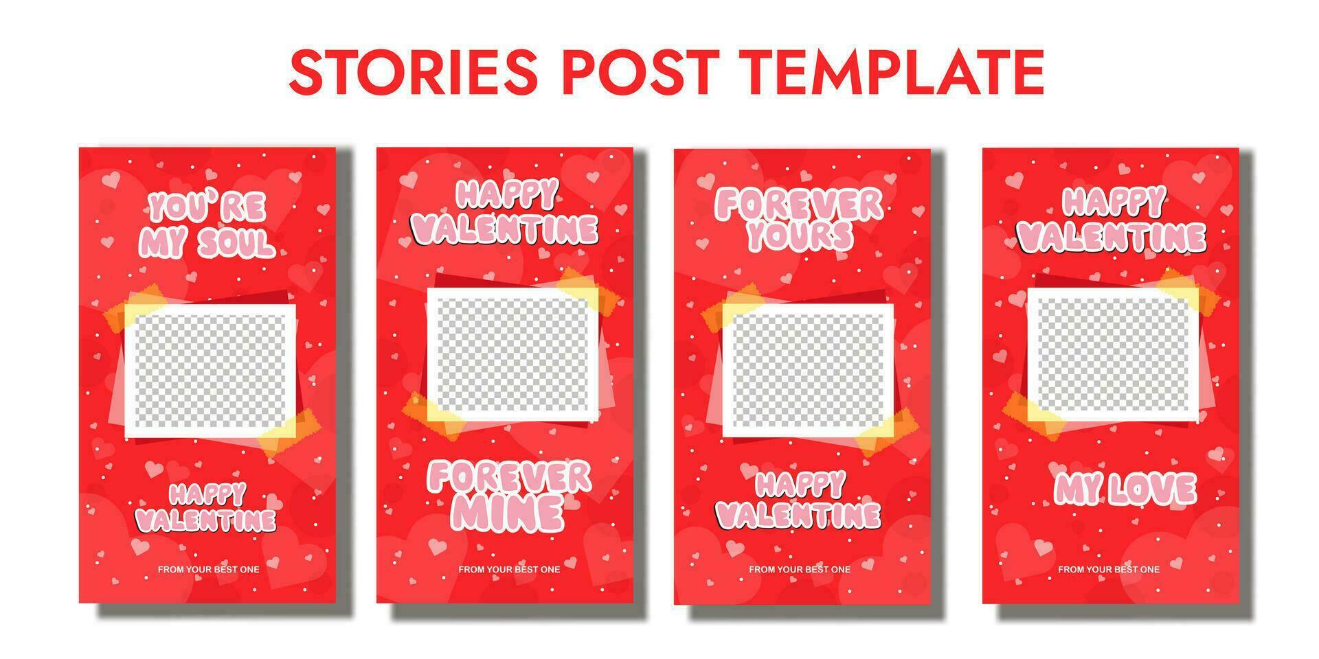 Valentine day greetings card layout, pink background with handrawn text font, Valentine template greetings frame, editbale Social media stories templates for digital marketing and sales promotion. vector