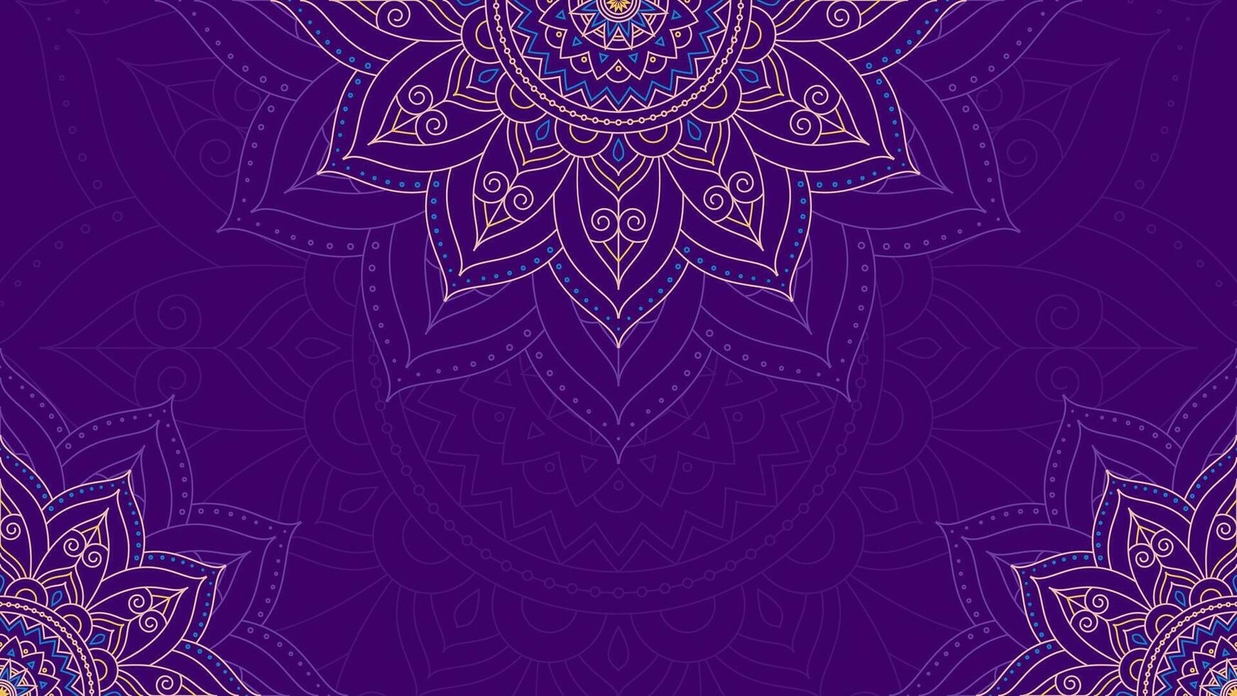 Ethereal Violet Whirl Of Mandala Lattice on Lavish Horizontal Vector Background
