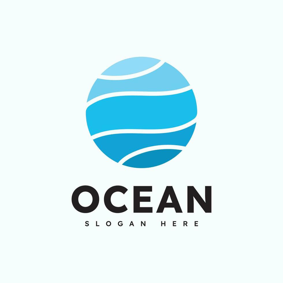 Ocean Wave Logo Template Vector, Ocean simple and modern logo design vector