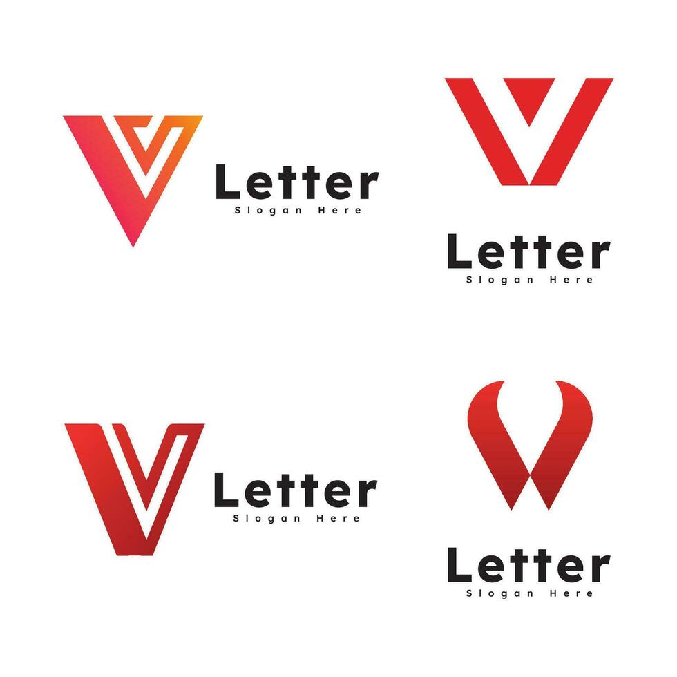 V carta logo icono de vector de plantilla de negocio