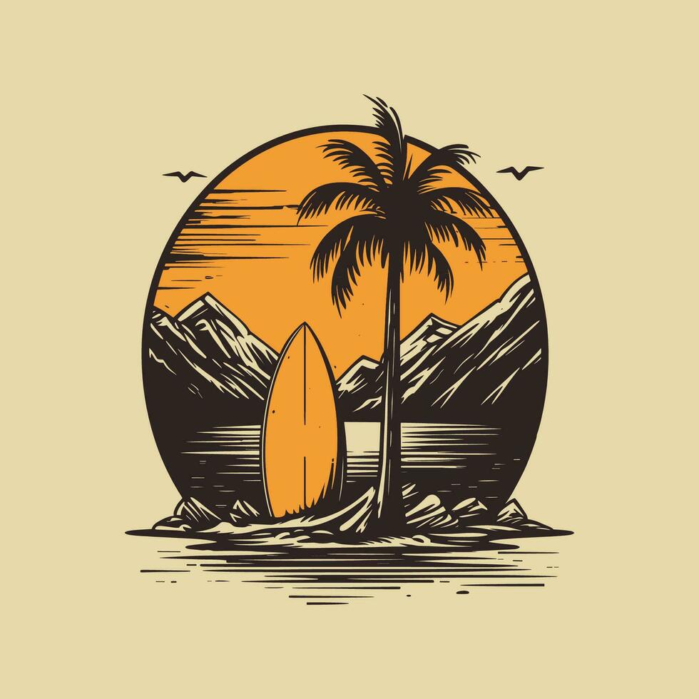 surf tablero Clásico vector ilustración para camiseta diseño