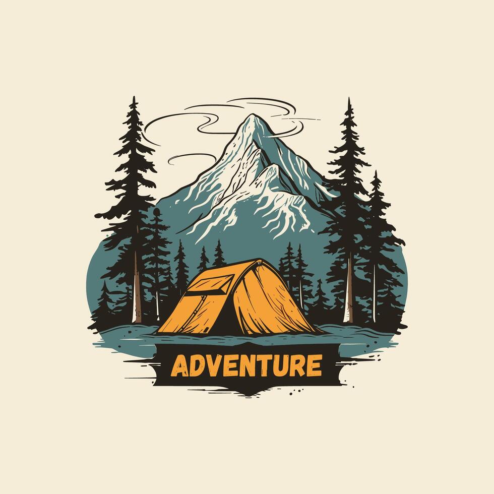 Camping vintage vector illustration for t-shirt design 36311703 Vector