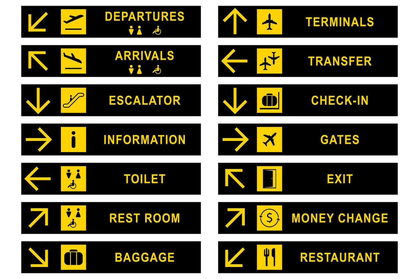 Airport signs stock illustration. Vector design.