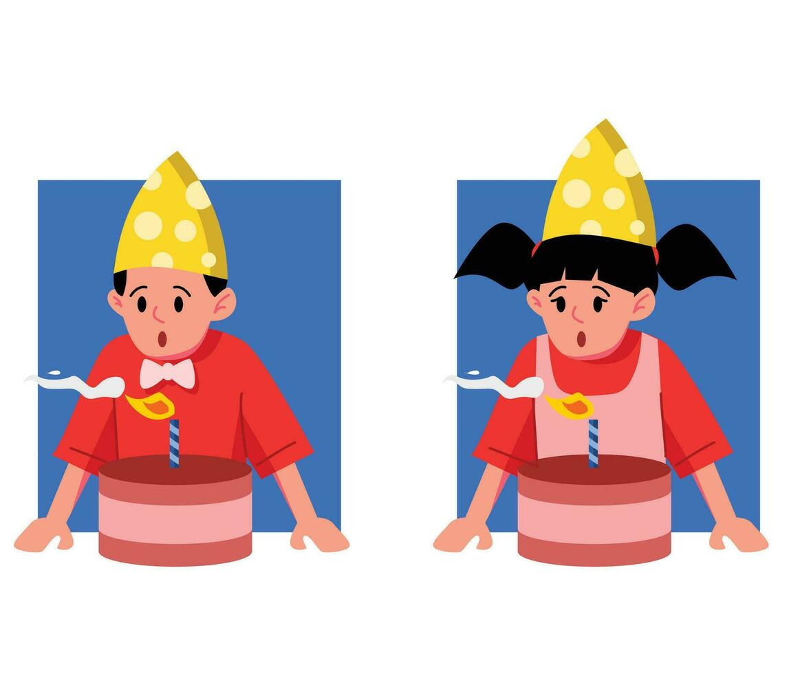 a child blowing out birthday candles vector