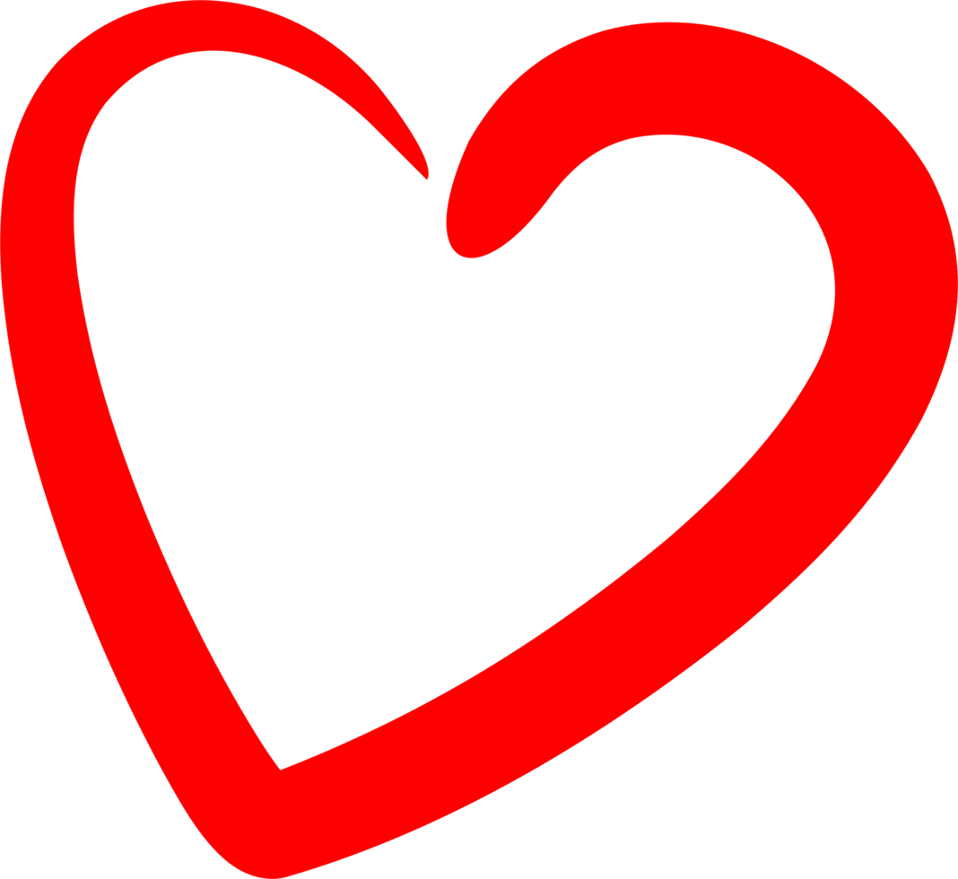 The red  heart free form PNG