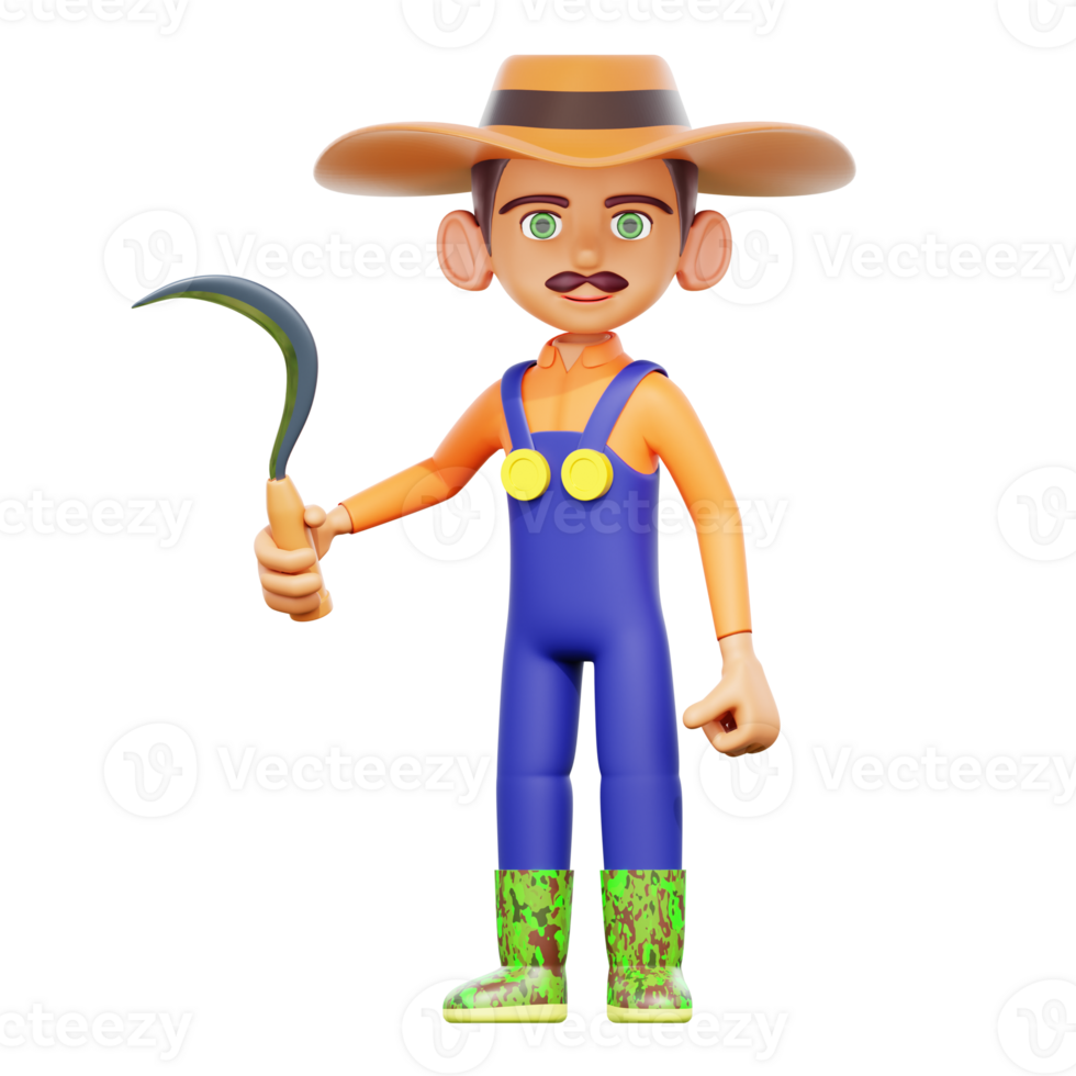 male farmer holding sickle png