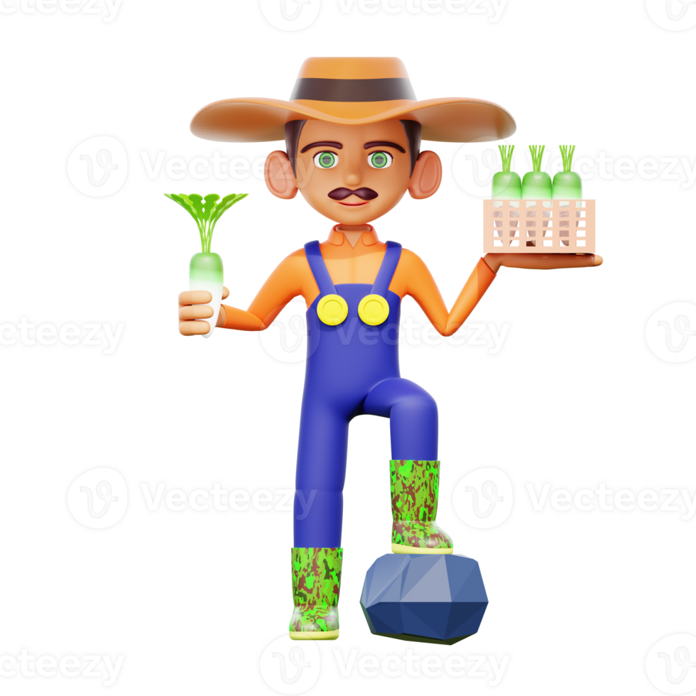 male farmer harvest radishes png