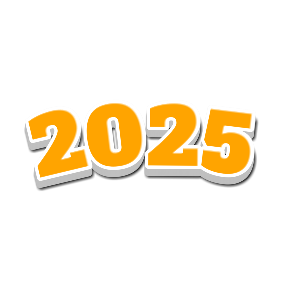 Happy New Year 2025 Text Typography png