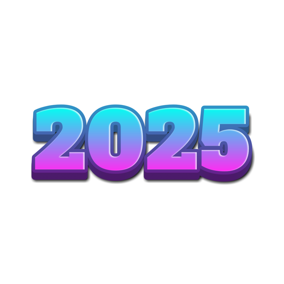 Happy New Year 2025 Text Typography png