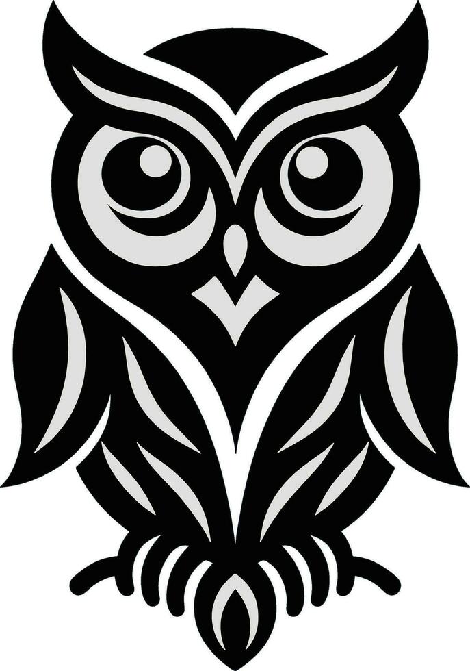 Simple owl logo design with monochrome style vector