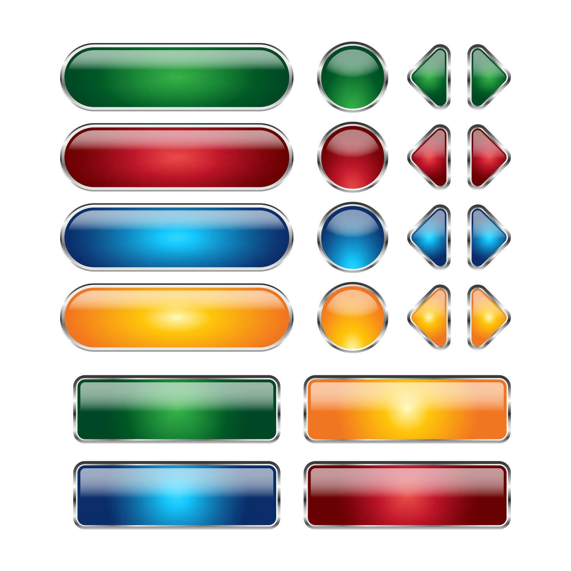 Colored glass 3d button. Oval icon. Vector illustration isolated on