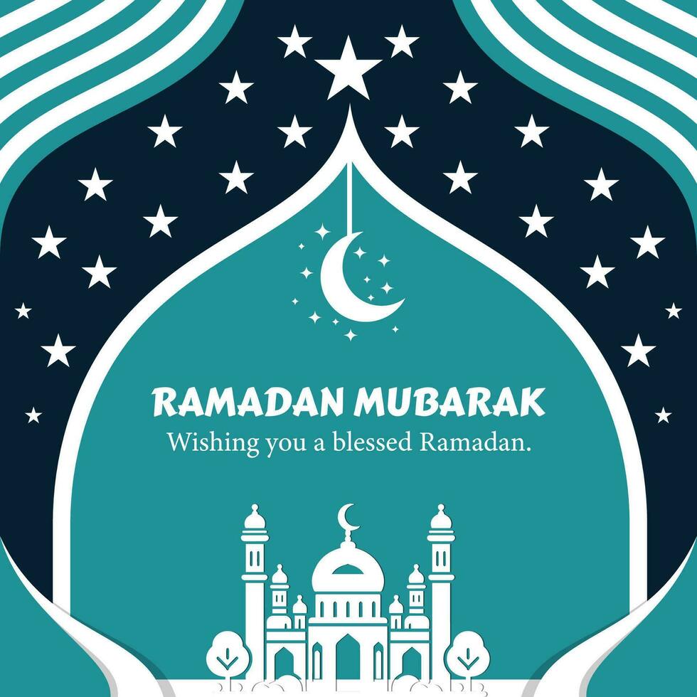 Ramadán Mubarak saludo tarjeta, Ramadán kareem islámico enviar diseño vector